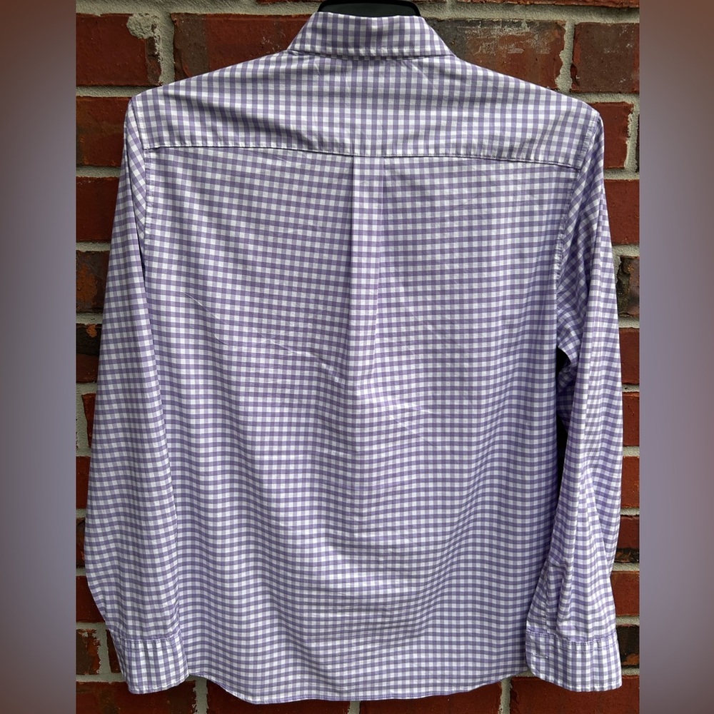 Vineyard Vines OTG On-The-Go Performance Long Sleeve Purple Gingham S Shirt C4 - Picture 2 of 6